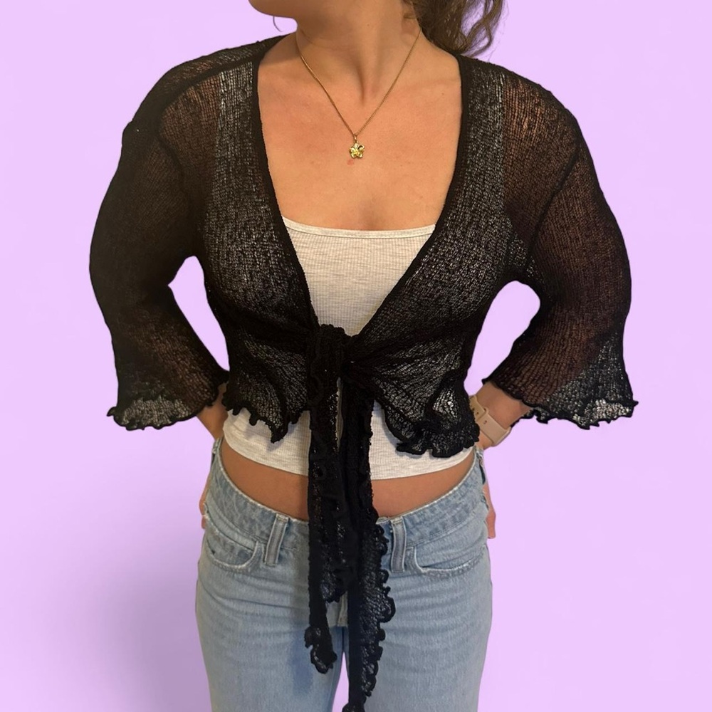 Nomadic Traders Black Tie-Front Shrug